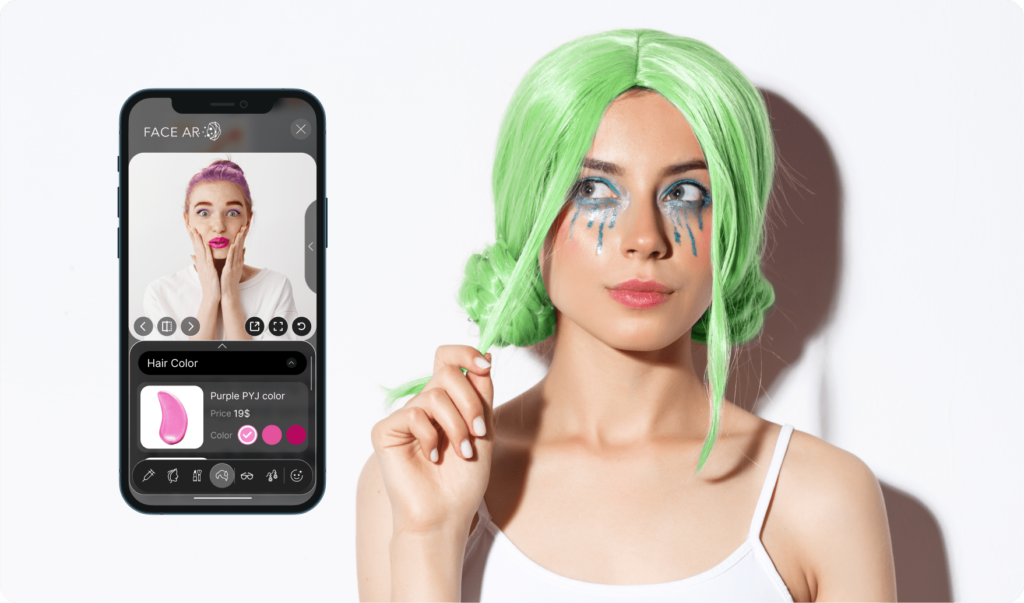 virtual hair color makeover from FaceAR